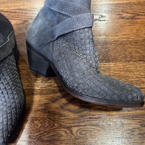 Free People Venture Suede Woven Ankle Booties Gray Womens Size EU36/US6 Boho - Picture 5 of 14